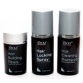 Kit Disfarce de Calvície + Spray Fixador + Shampoo Dexe Hair Fibers Castanho Escuro