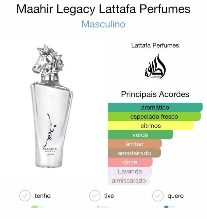 Lattafa Maahir Legacy Eau de Parfum Perfume Árabe Masculino 100ml