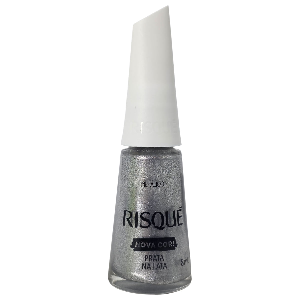Esmalte Metálico Prata na Lata Risque 8ml