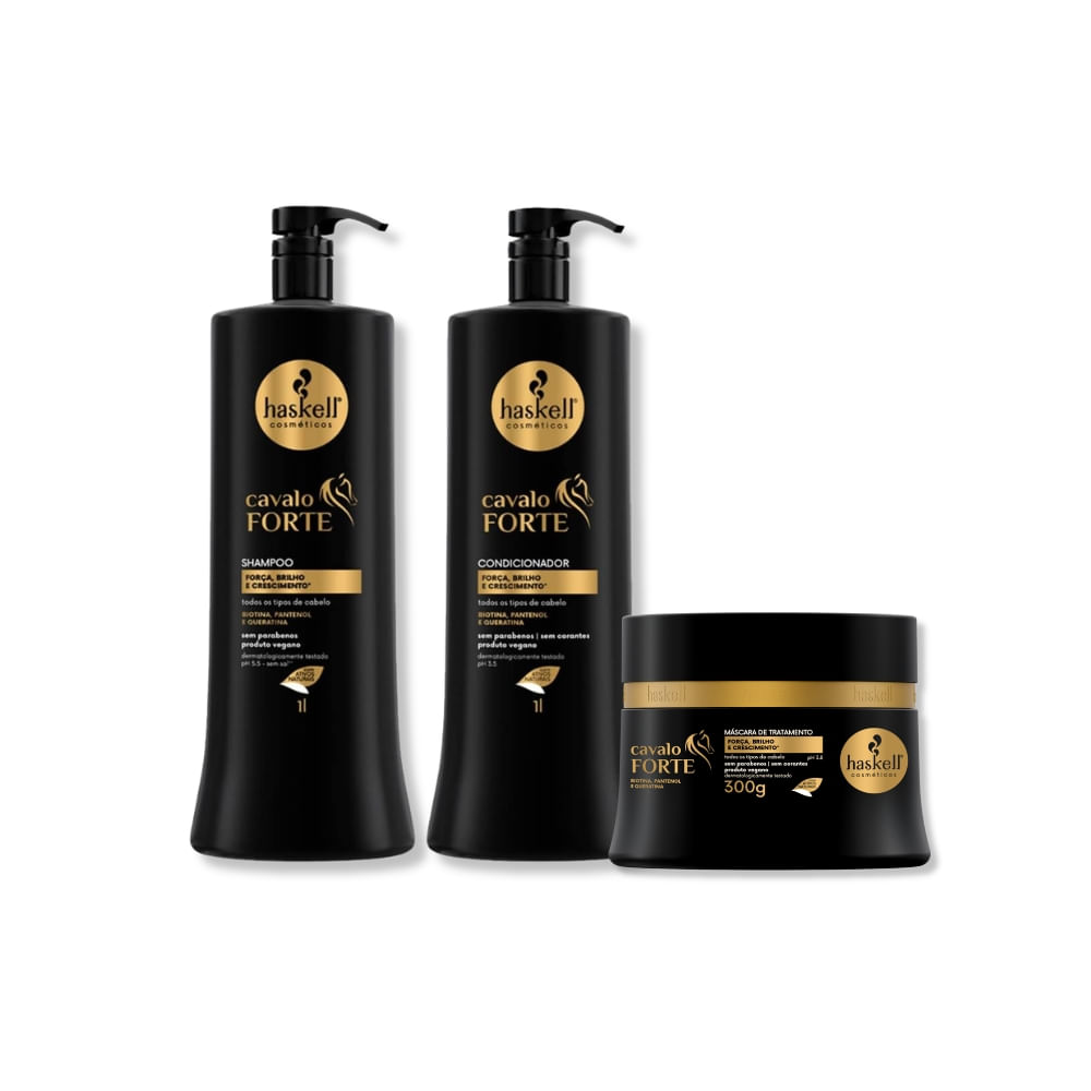 Haskell Kit Cavalo Forte - Shampoo 1L + Condicionador 1L + Máscara 300g