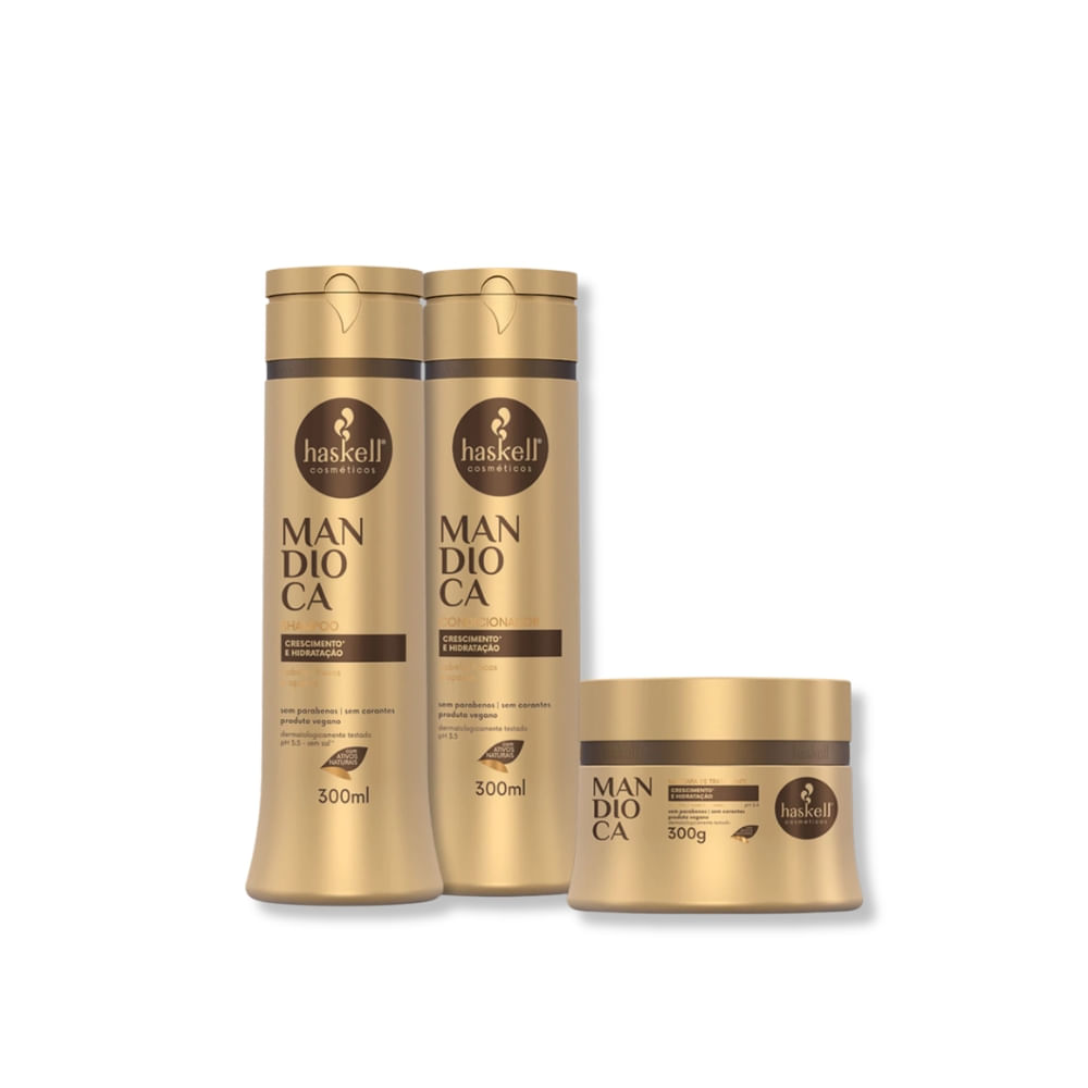 Haskell Kit Mandioca - Shampoo 300ml + Condicionador 300ml + Máscara 300g