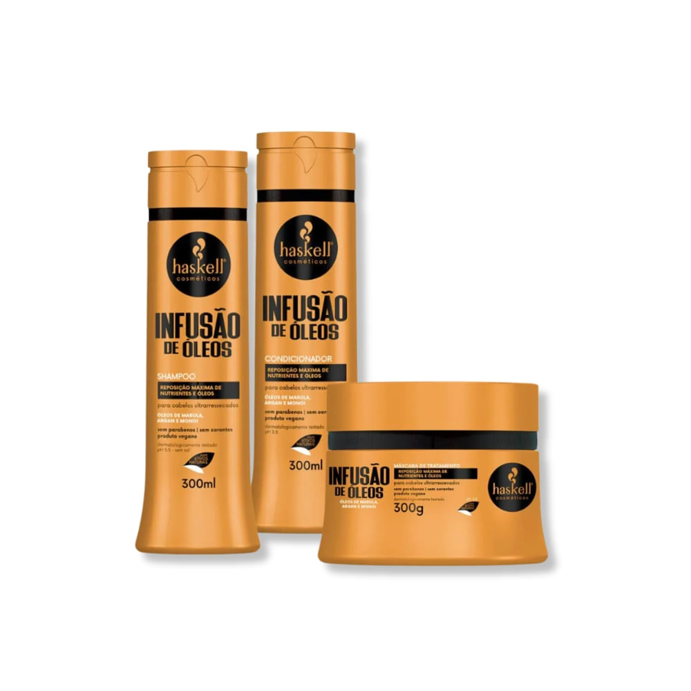 Haskell  Kit Infusão de Óleos -  Shampoo 300ml +  Condicionador 300ml + Máscara 300g