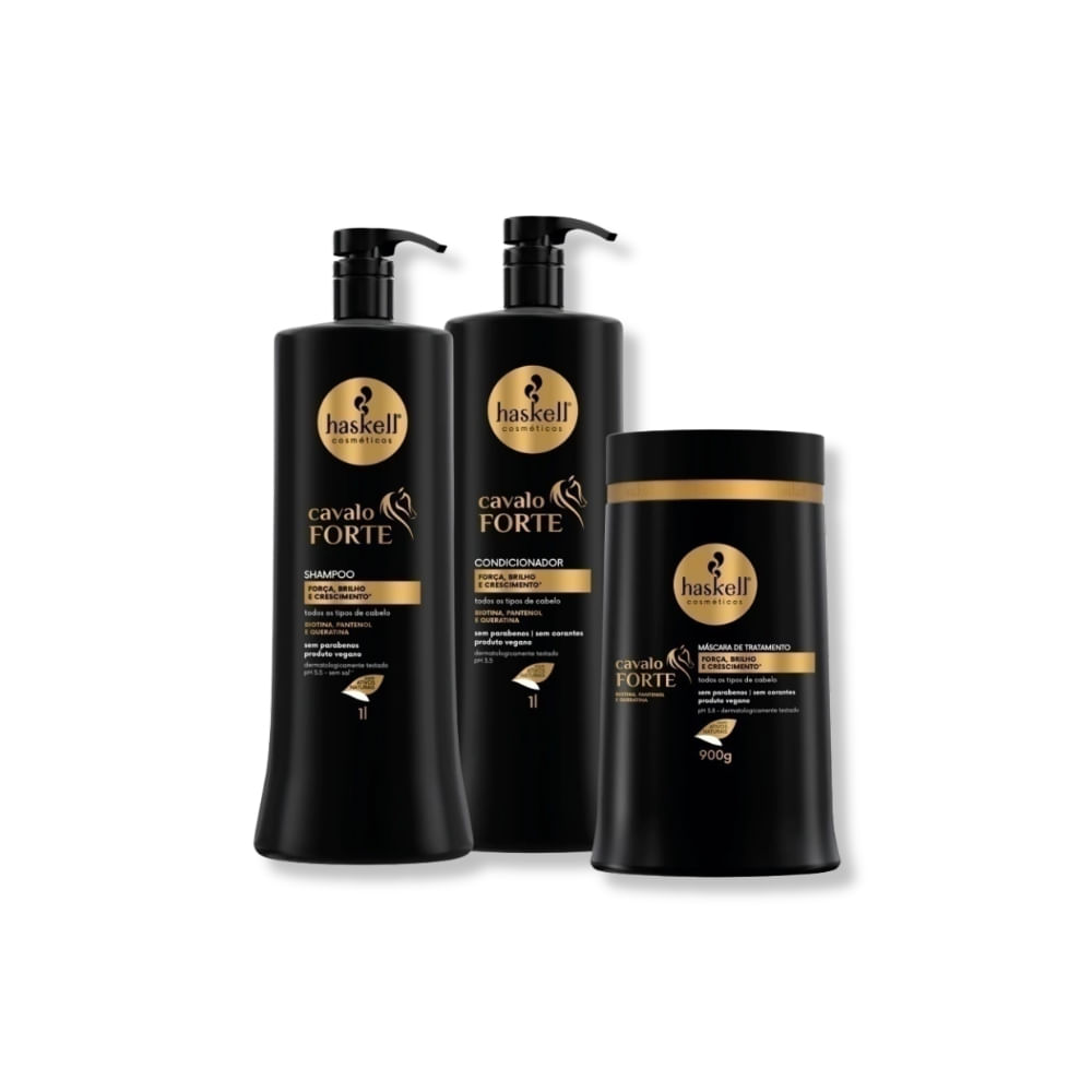 Haskell Kit Cavalo Forte - Shampoo 1L + Condicionador 1L + Máscara 900g