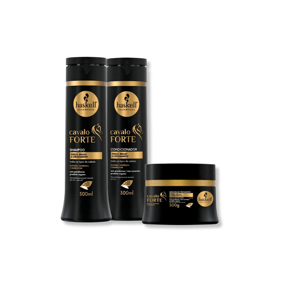 Haskell Kit Cavalo Forte - Shampoo  300ml + Condicionador  300ml + Máscara 300g