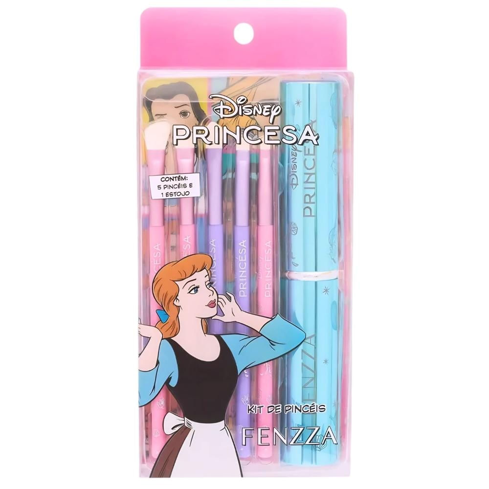 Kit Com 5 Pincéis e 1 Estojo Fenzza Disney Princesa Dis135