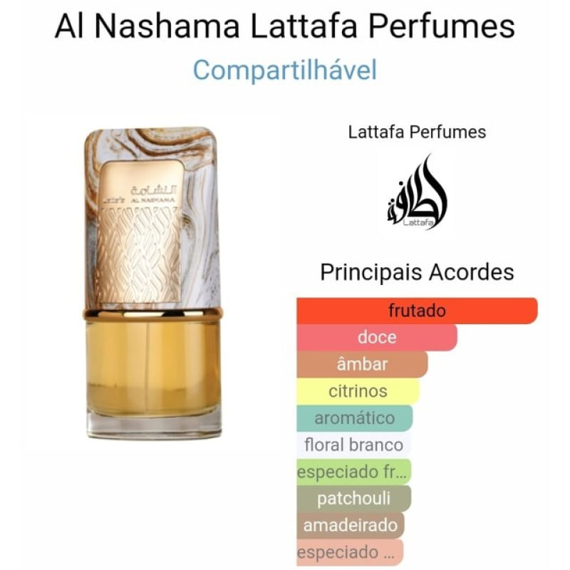 Al Nashama Lattafa Eau de Parfum Perfume Unissex 100ml Àrabe