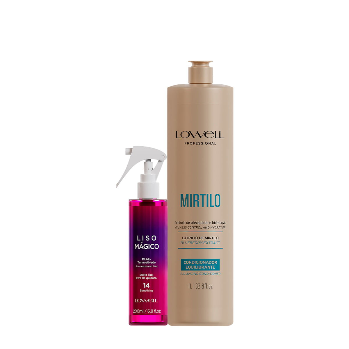 Kit Lowell Extrato de Mirtilo Salon Hidratação Termoativada (2 produtos)