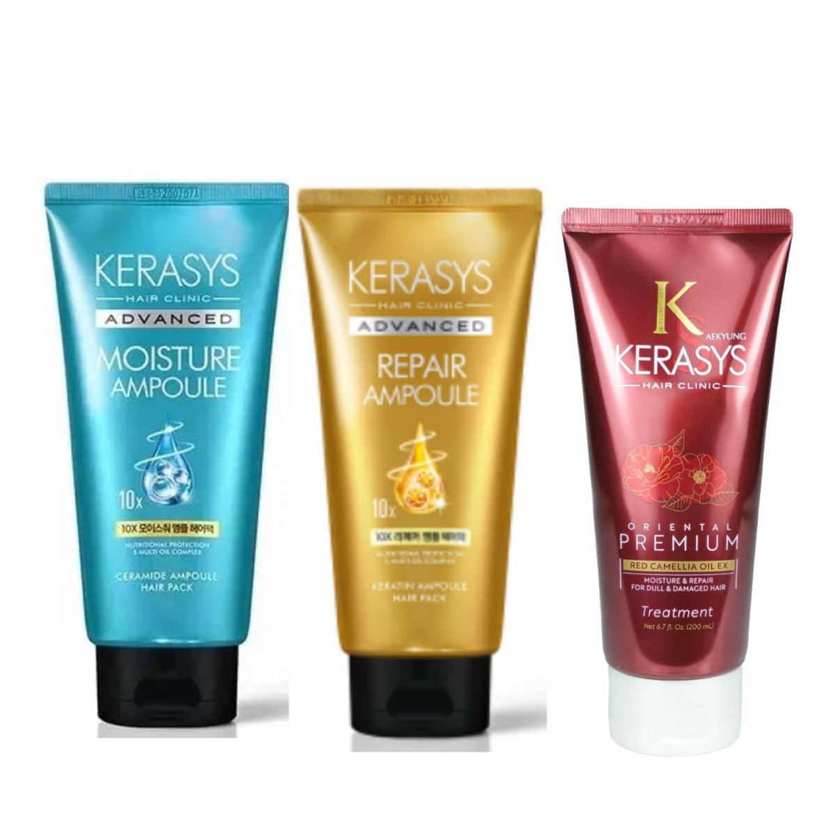 Kerasys Kit Máscaras (Silk Moisture 300ml + Deep Repair 300ml + Oriental 200ml)