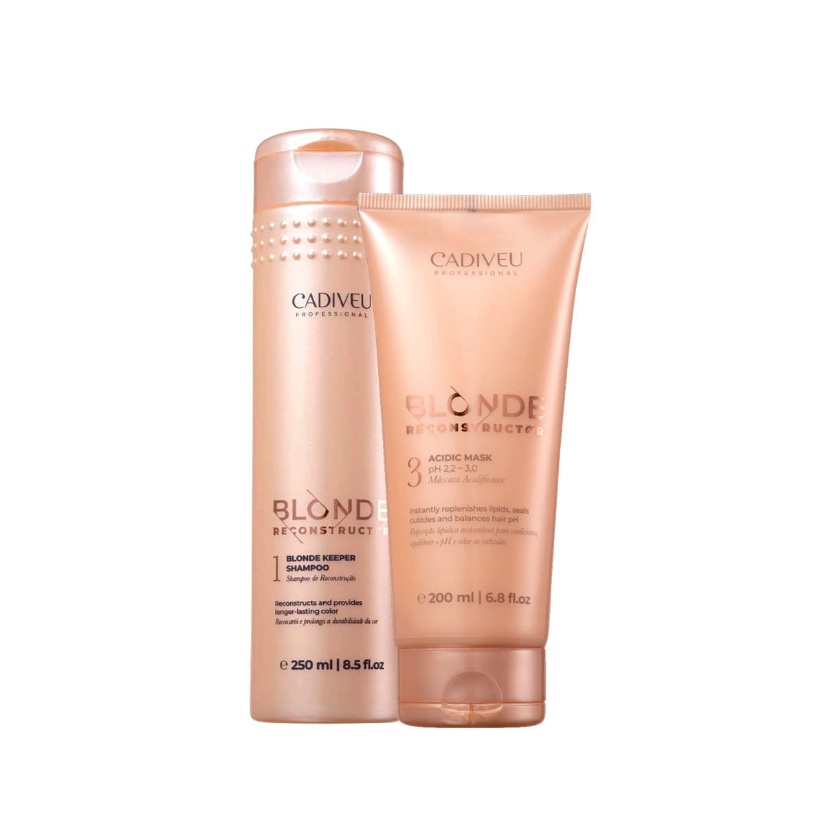 Kit Blonde Reconstructor Cadiveu 1e 3 Shampoo + Acidificante