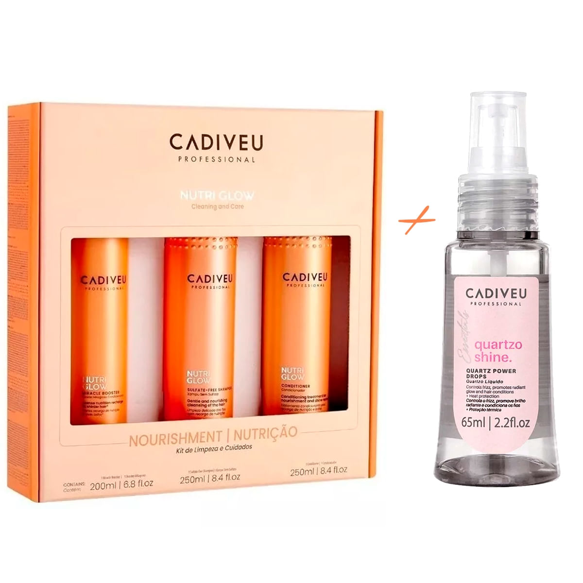 Kit Cadiveu Nutri Glow Limpeza E Cuidado + Reparador Pontas