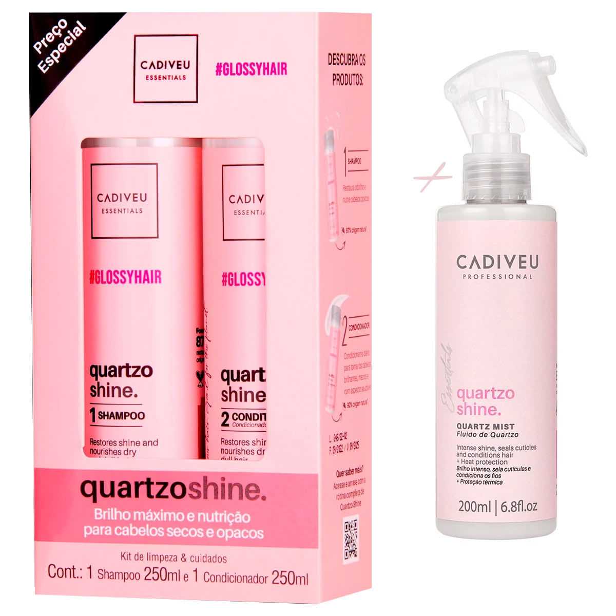 Kit Cadiveu Quartzo Shine 250ml + Fluído Quartzo Shine Mist