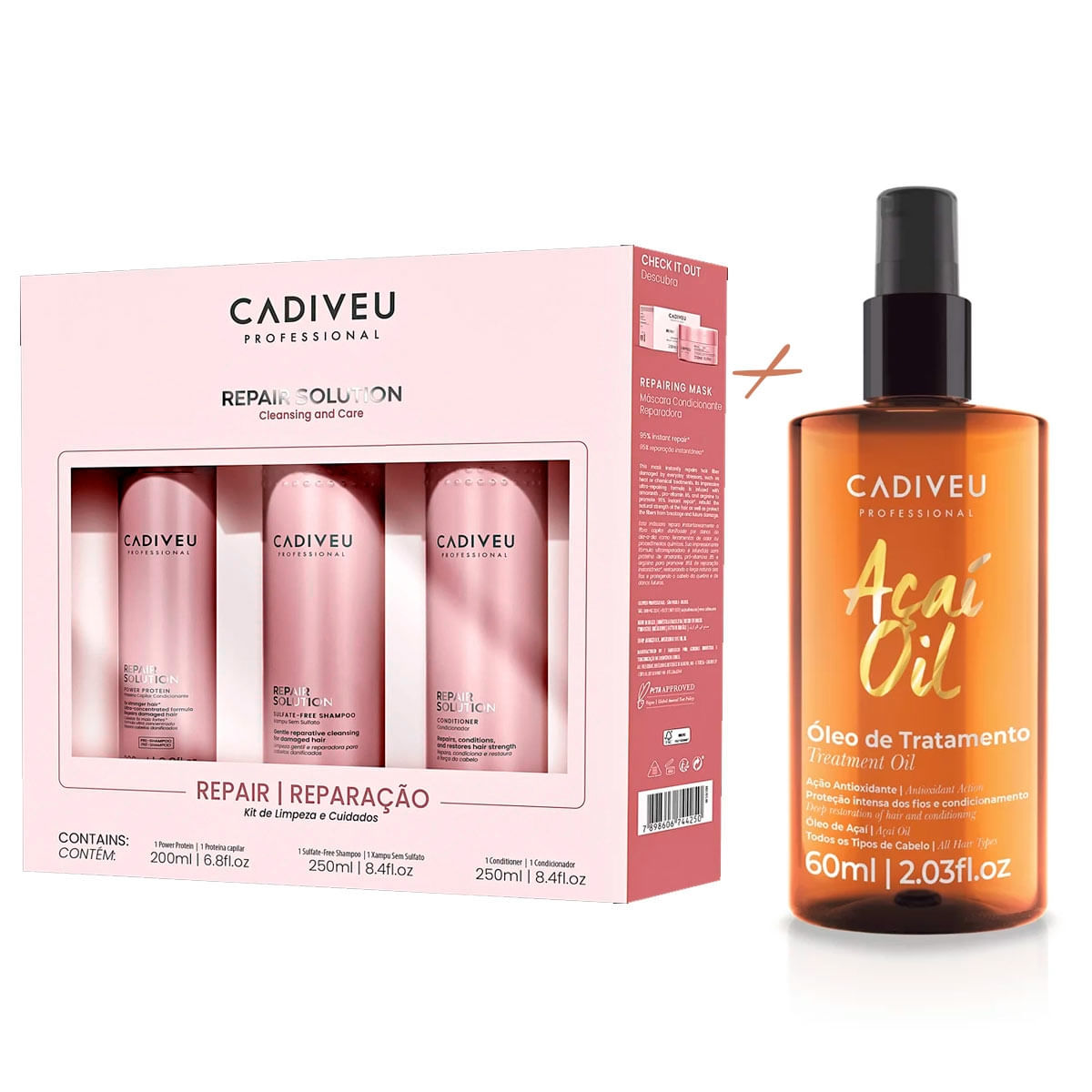 Kit Cadiveu Repair Solution + Reparador de Pontas Açaí 60ml