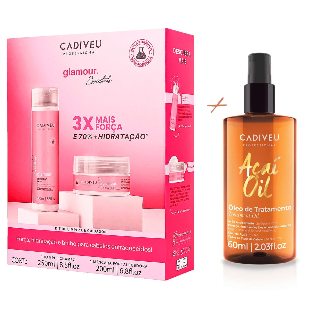 Kit Cadiveu Glamour Essentials  + Óleo Tratamento Açaí 65ml