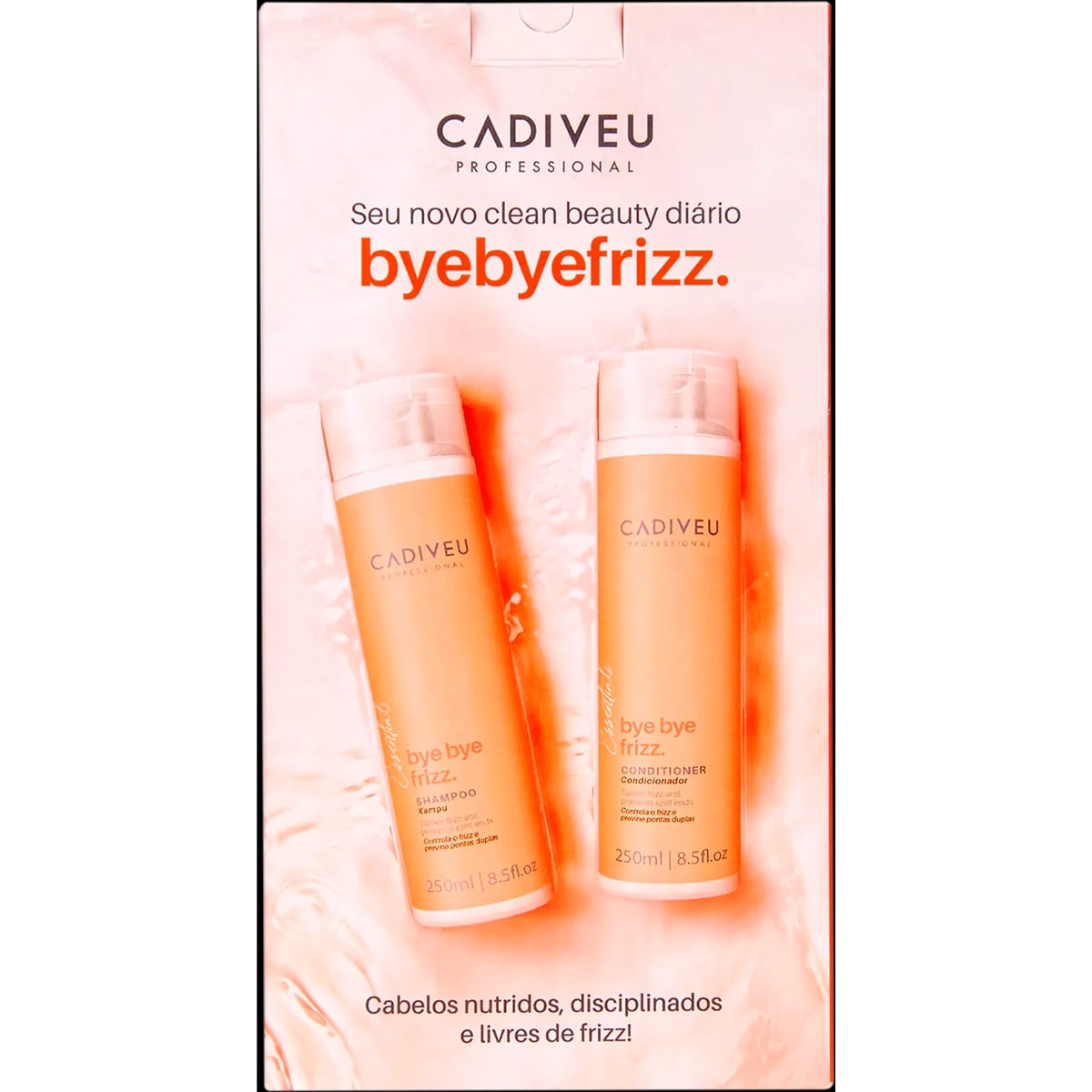 Kit Cadiveu Essentials Bye Bye Frizz Sh+Cond Brilho Nutrição  (+Escova)