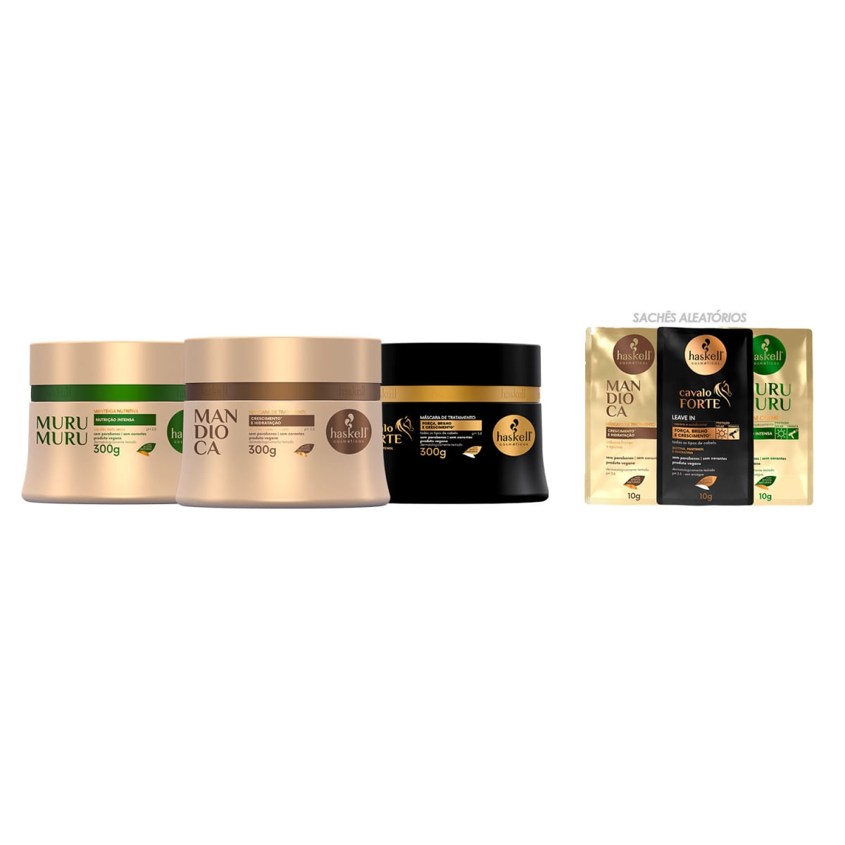 Kit Haskell Mandioca Murumuru Cavalo Forte 300g +3 Sachês