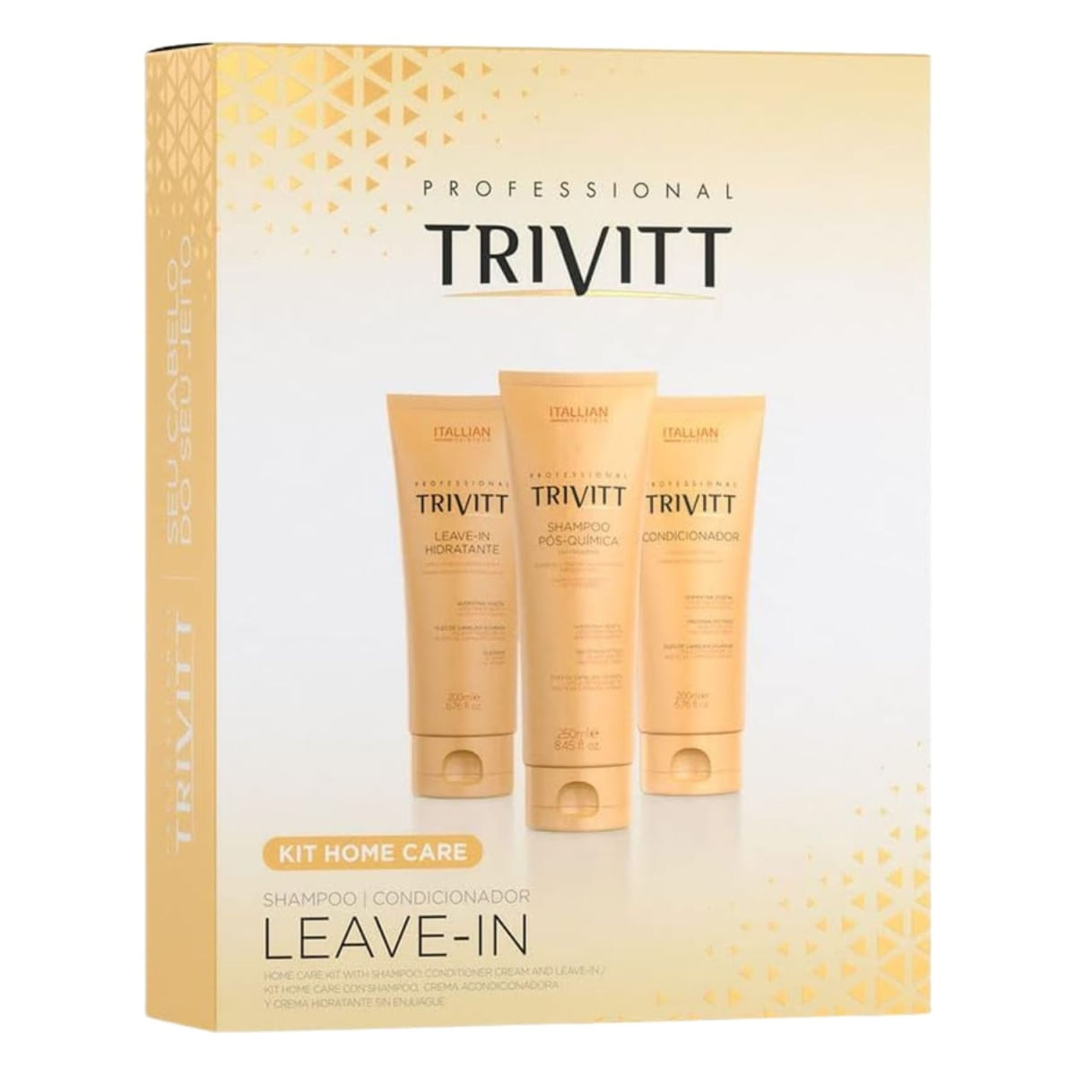 Kit Home Care Shampoo, Condicionador E Leave-In, Trivitt