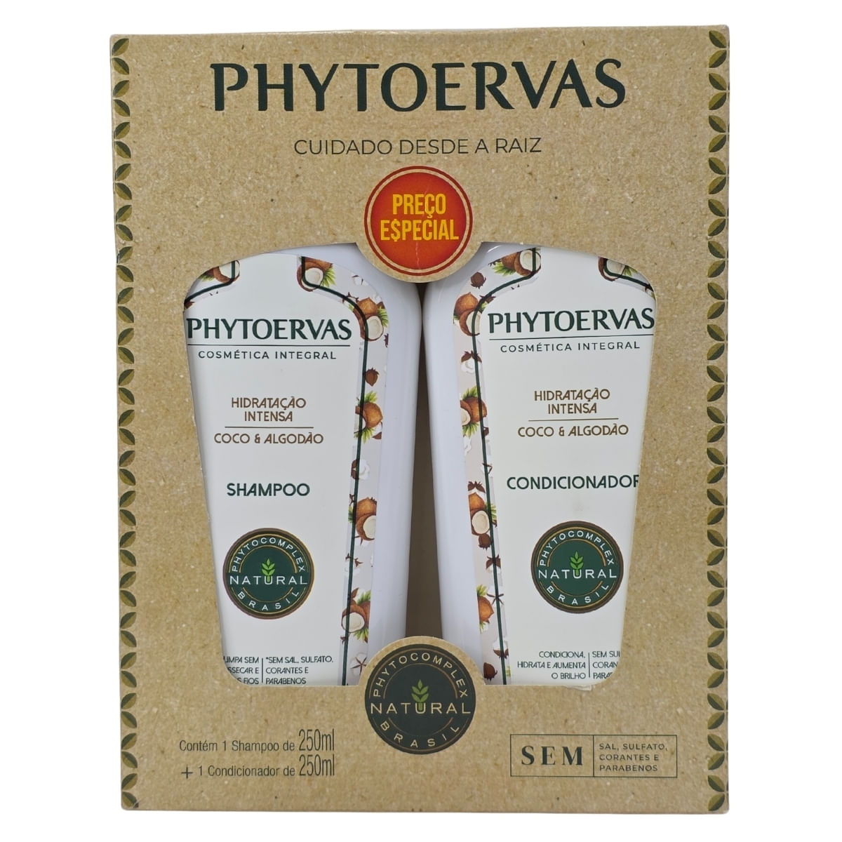 Kit Shampoo + Condicionador Hidratação Intensa Coco & Algodão Phytoervas