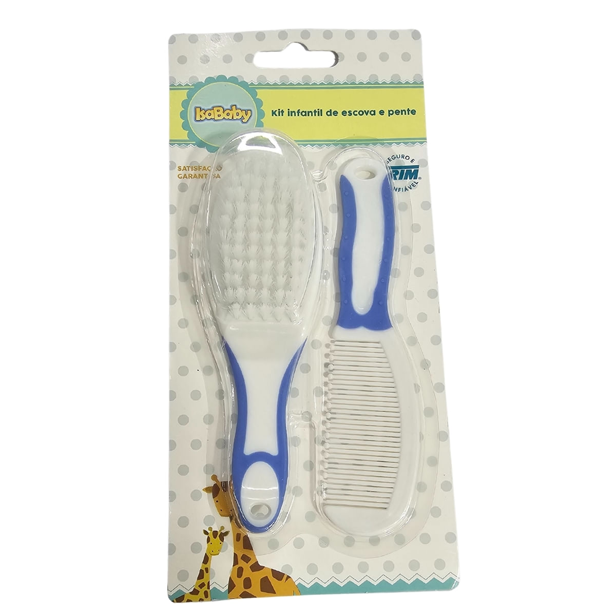 Kit de Escova + Pente Infantil IsaBaby Azul Trim