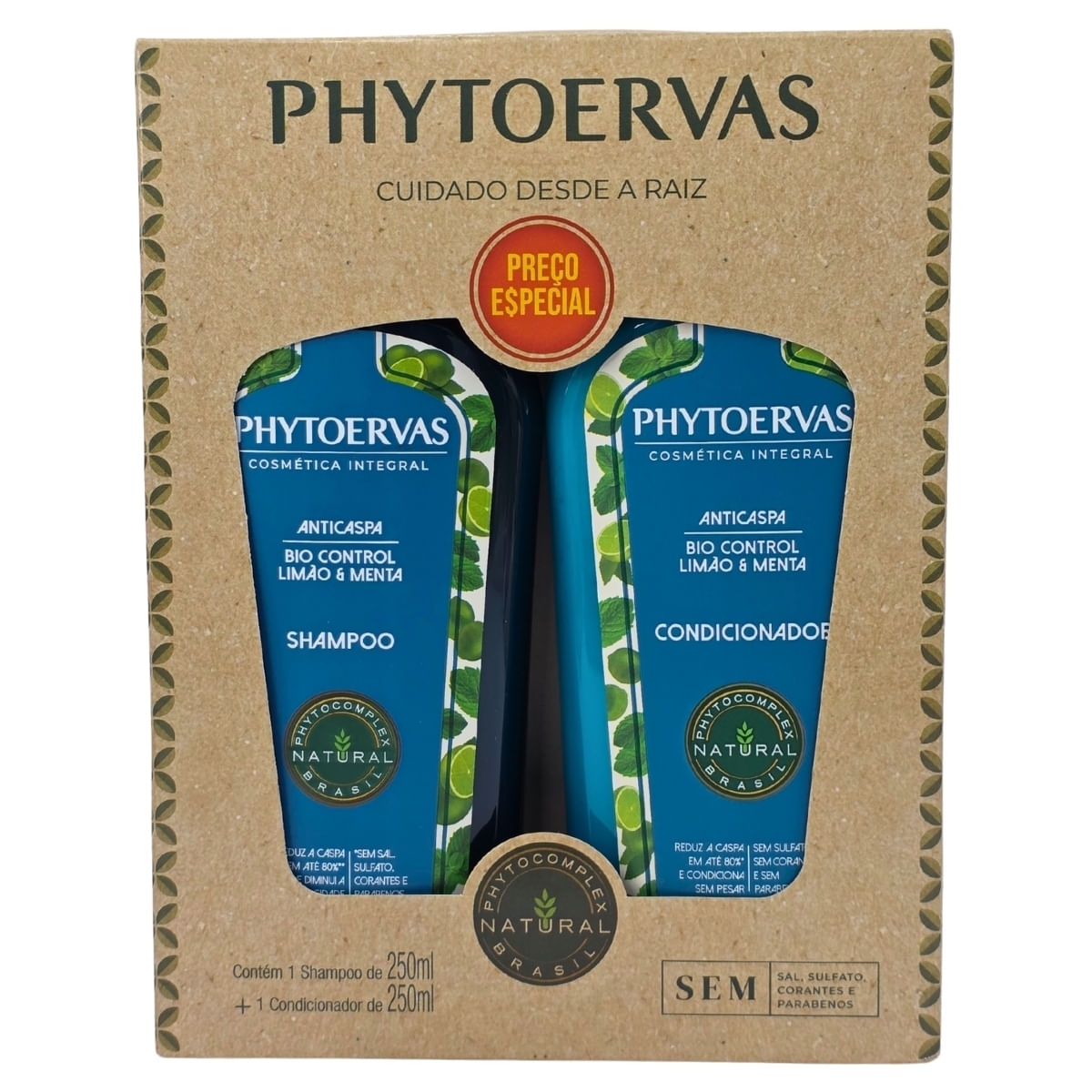 Kit Shampoo + Condicionador Anticaspa Bio Control Limão e Menta Phytoervas