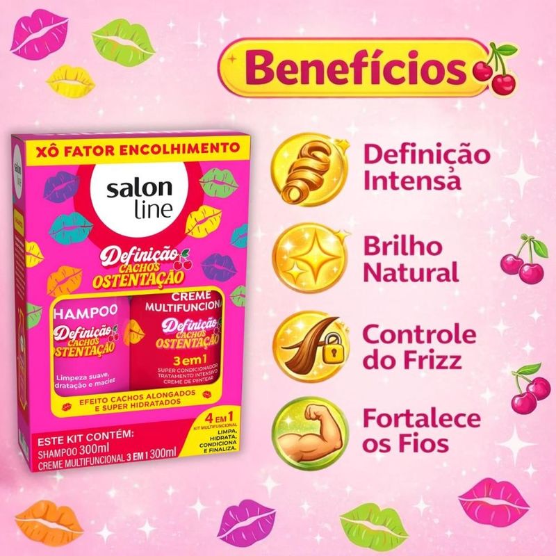 Kit Salon Line Definição Cachos Ostentação: Shampoo e Creme