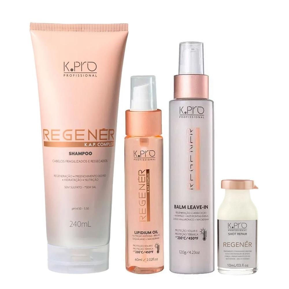 Kit K.Pro Regenér Shampoo 240ml + Leave In Balm 120ml + Óleo 60ml + Ampola 10ml