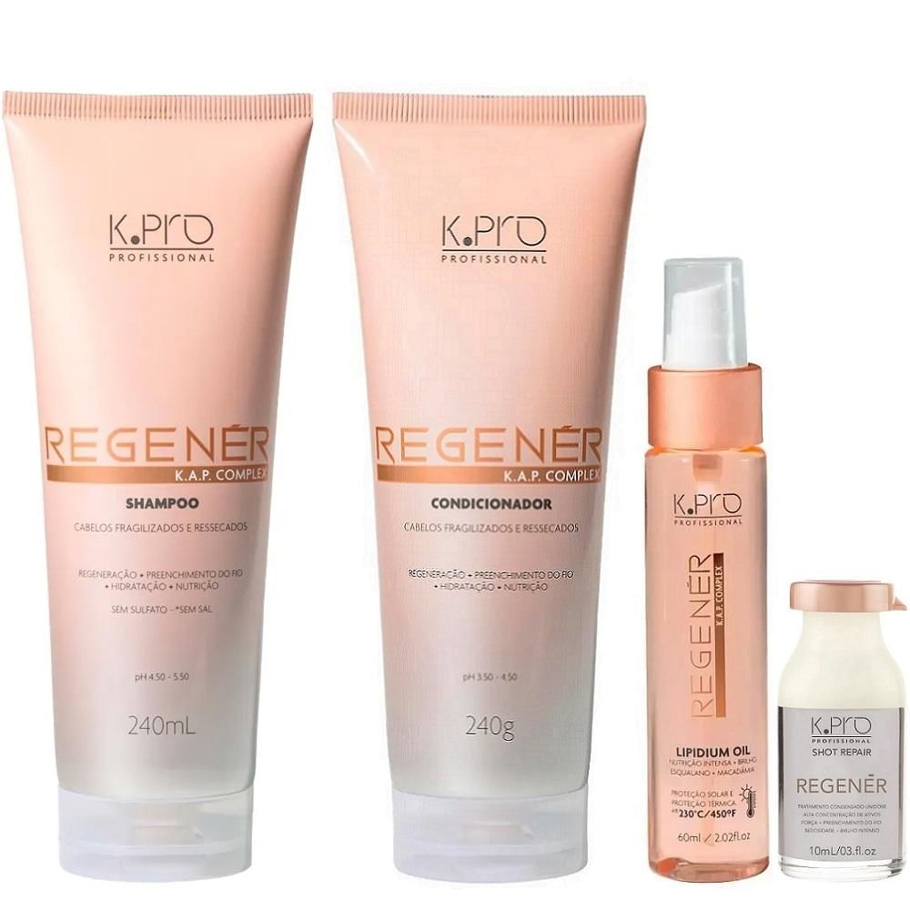 Kit K.Pro Profissional Regenér Shampoo + Condicionador + Óleo + Ampola