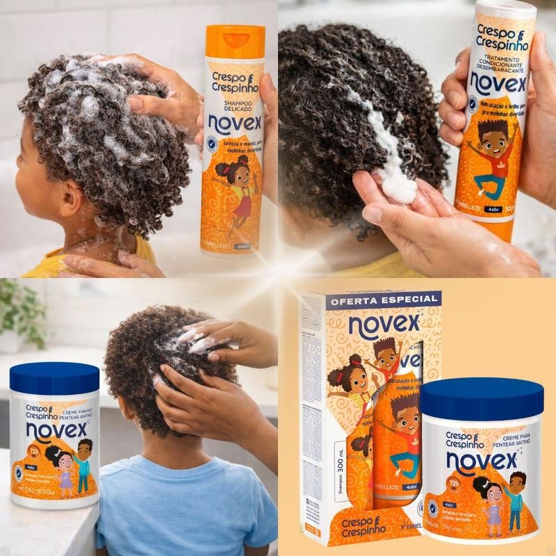 KOURUB Cream Shampoo 380ml 4本セット Kit Novex Crespo e Crespinho 4abc: Shampoo e Tratamento