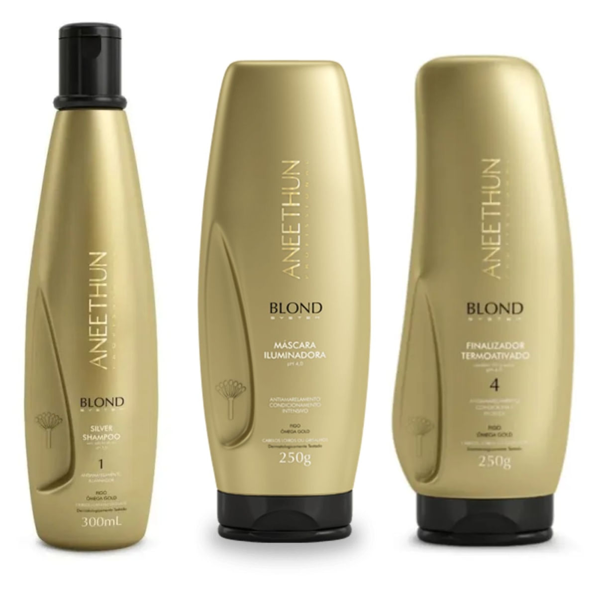 Kit Aneethun Blond System Shampoo + Mascara + Finalizador Termoativado (3 Produtos)