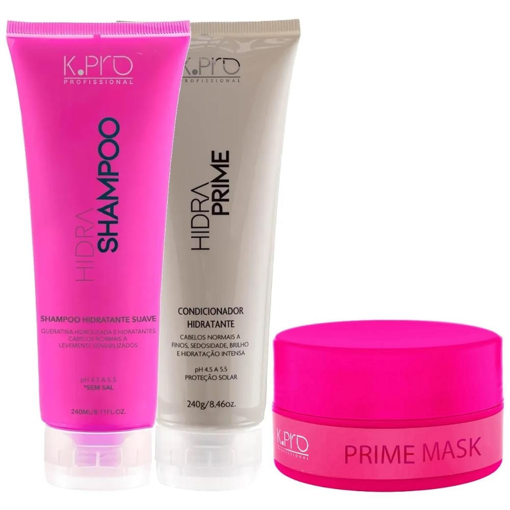 Kit K.Pro Hidra - Shampoo 240ml + Condicionador Prime 240g & Máscara Prime 200g