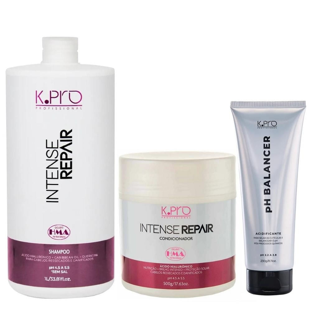 Kit K.Pro Intense Repair - Shampoo 1L & Condicionador 500g + pH Acidificante 230g