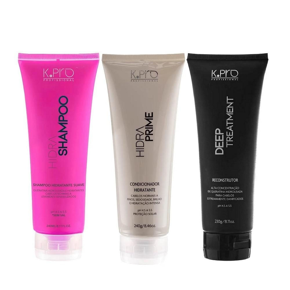 Kit K.Pro Hidra - Shampoo 240ml + Condicionador Prime 240g + Reconstrutor 230g