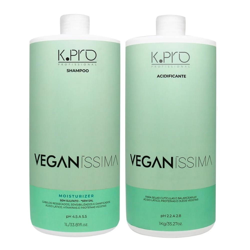Kit K.Pro Veganíssima - Shampoo Moisturizer 1L + Acidificante 1Kg