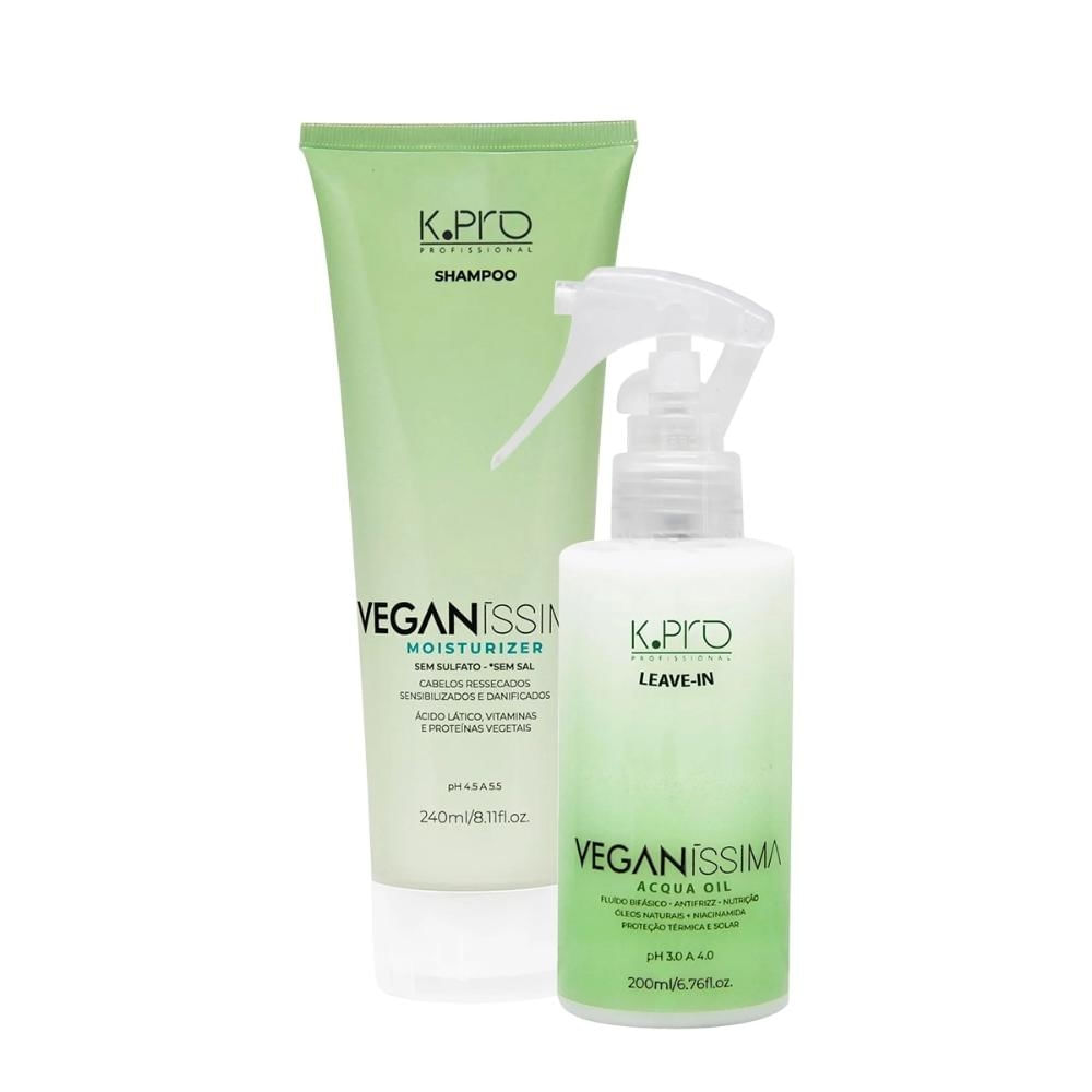 Kit K.Pro Veganíssima - Shampoo Moisturizer 240ml + Leave-In Acqua Oil 200ml