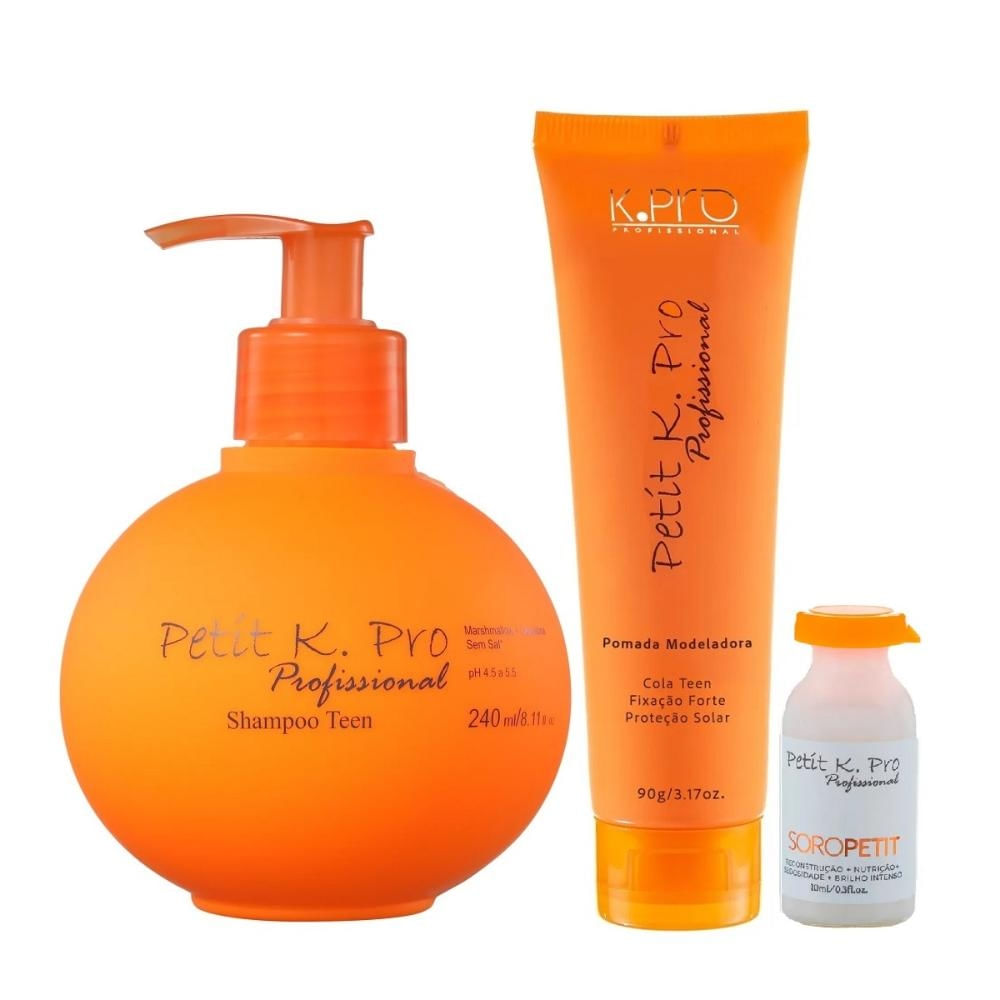 Kit K.Pro Petit - Shampoo 240ml + Pomada Modeladora 90g + Soro Ampola 10ml