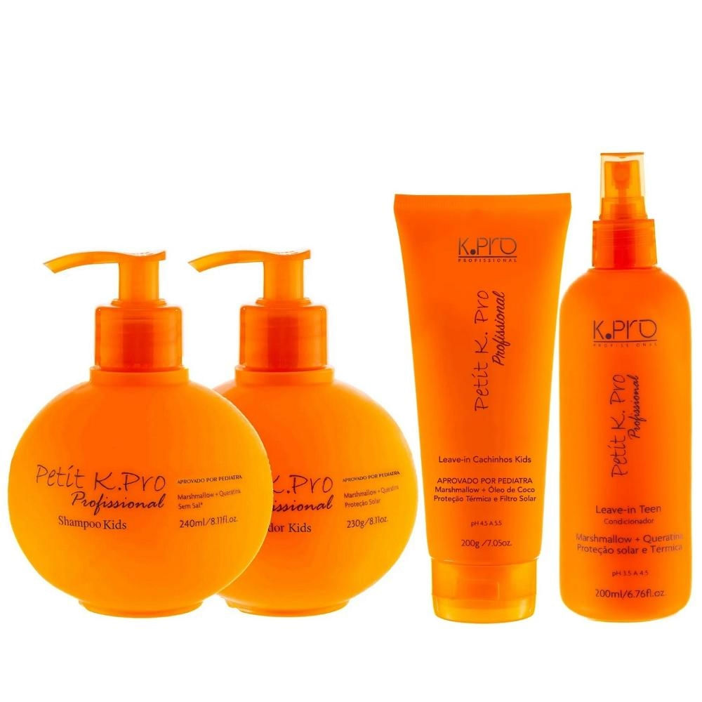 Kit K.Pro Petit - Shampoo 240ml + Condicionador 230ml + Leave-In Teen 220ml + Leave-In Cachinhos 200g