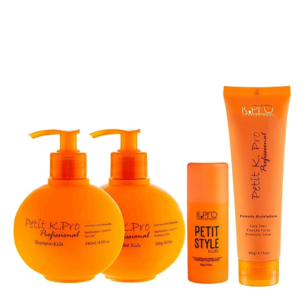 Kit K.Pro Petit - Shampoo 240ml + Condicionador 230ml + Pomada Modeladora 90g + Style 30g