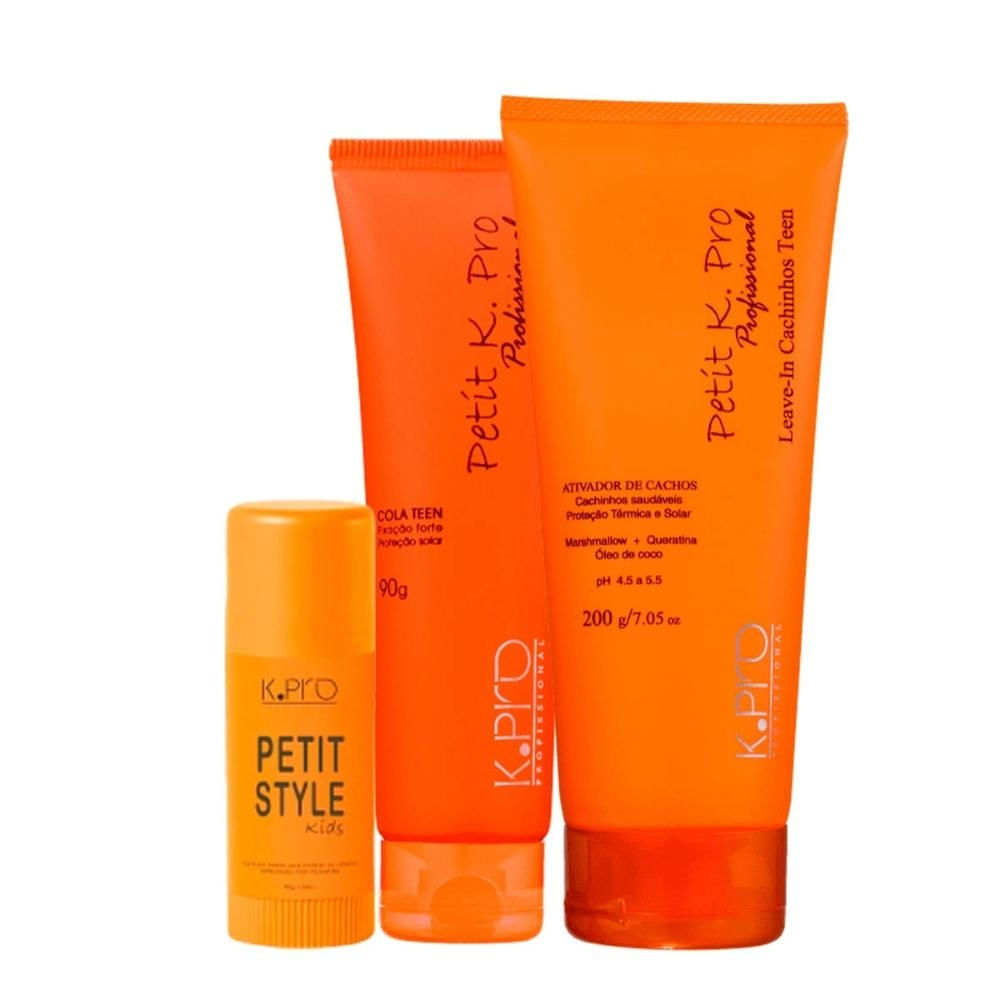 Kit K.Pro Petit - Leave-In Teen 220ml + Leave-In Cachinhos 200g + Style 30g