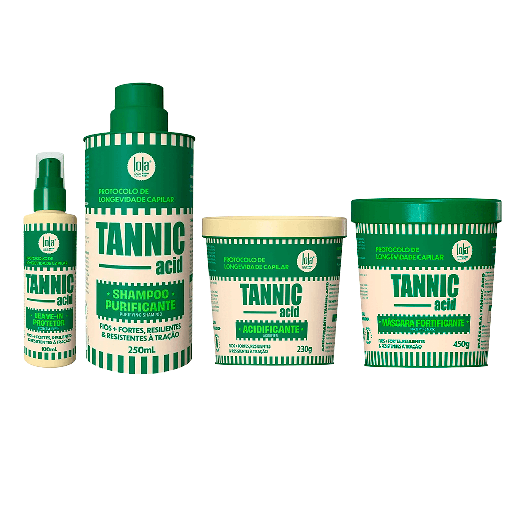 Kit Lola From Rio Tannic Acid – Shampoo + Leave-in + Acidificante + Máscara