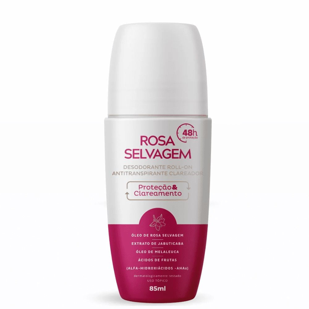 Desodorante Roll-On Clareador 48h Unissex Rosa Selvagem 85ml