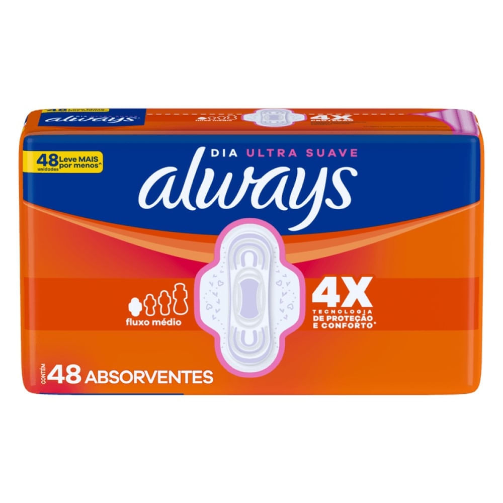 Absorvente Always Dia Ultra Suave Com Abas 48 Unidades