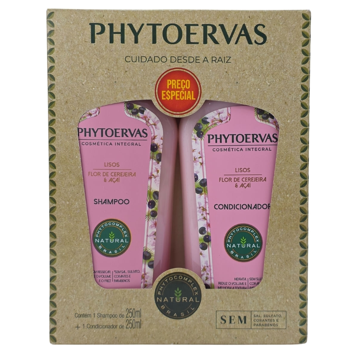 Kit Shampoo + Condicionador Lisos Flor de Cerejeira & Açaí Phytoervas