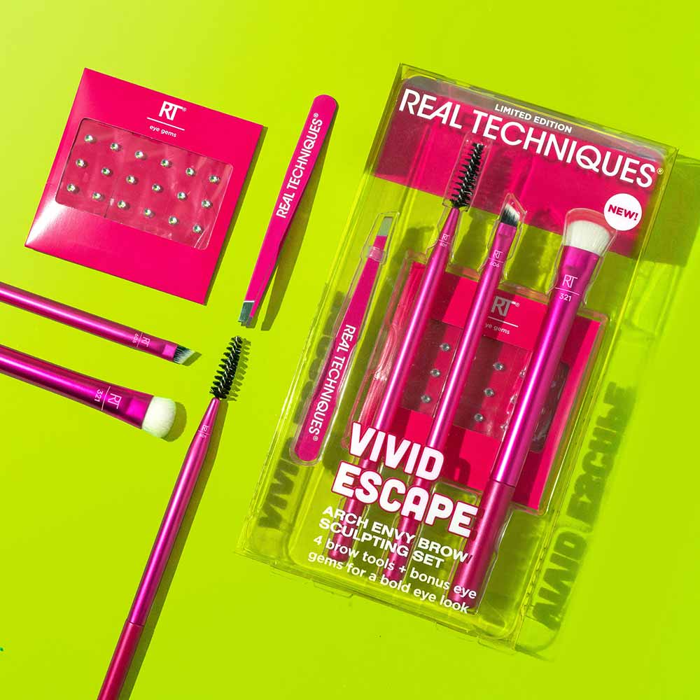 Kit de Pincéis Real Techniques Vivid Escape Arch Envy Brow