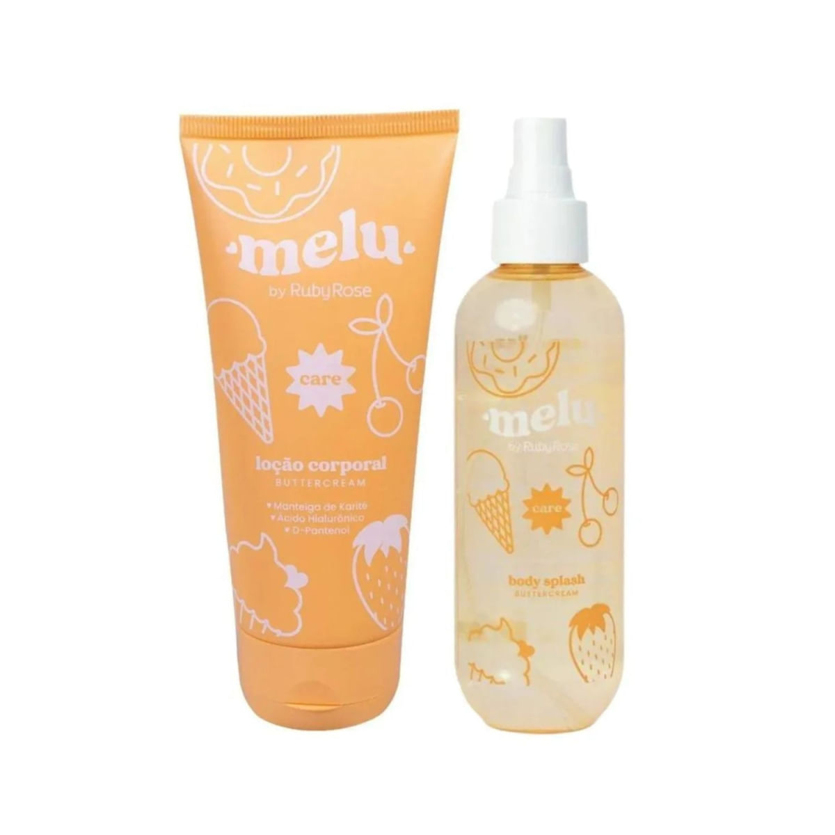 Melu Ruby Rose Body Splash Buttercream 200ml + Loção Corporal 200ml