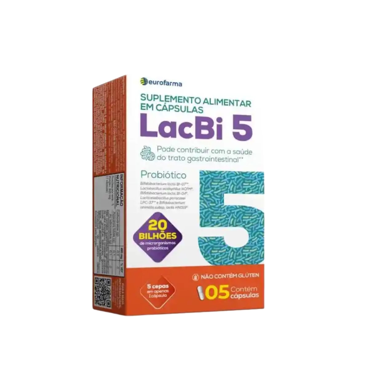 Probiótico LacBi 5 com 5 Cápsulas Eurofarma
