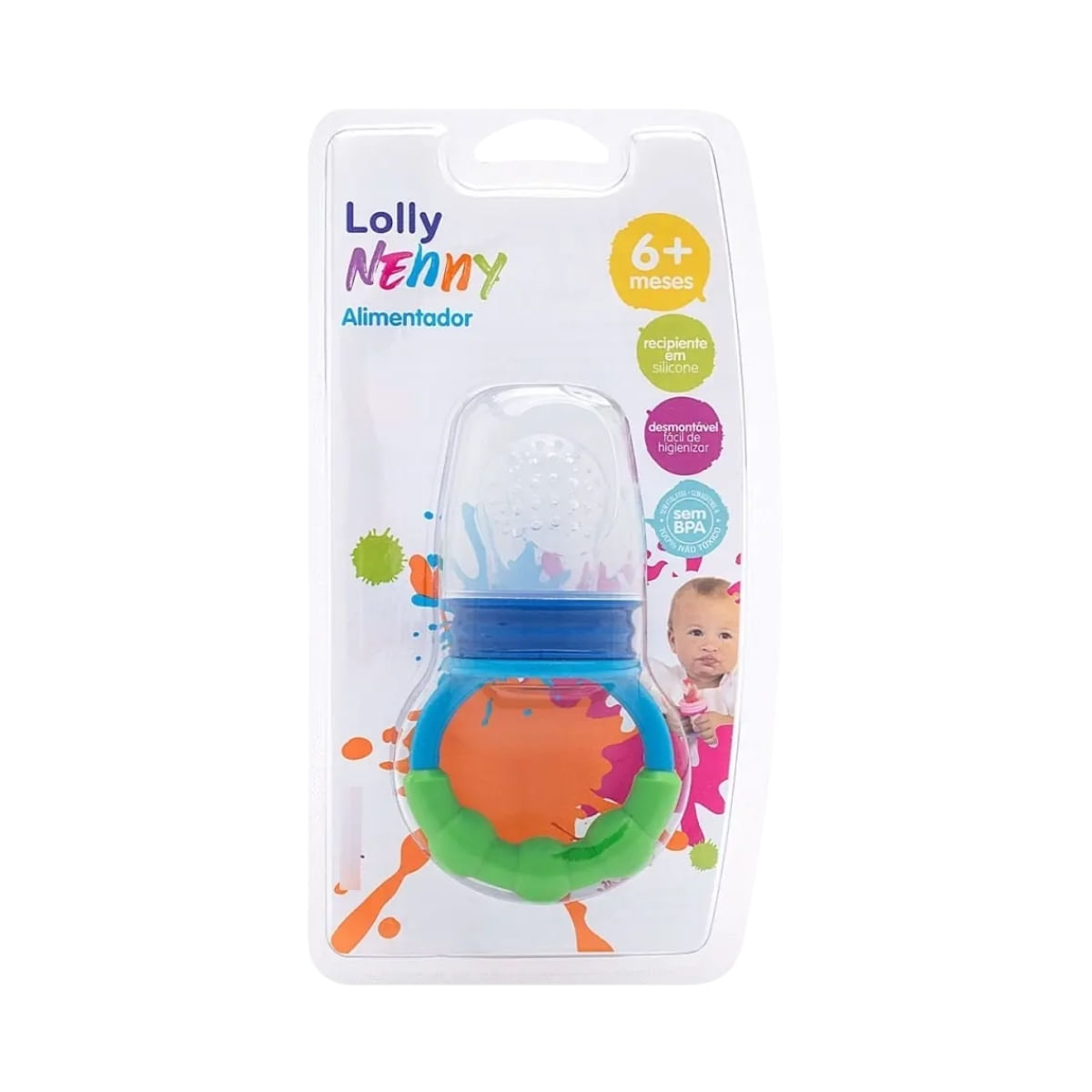 Chupeta Alimentadora Lolly Infantil Silicone Azul