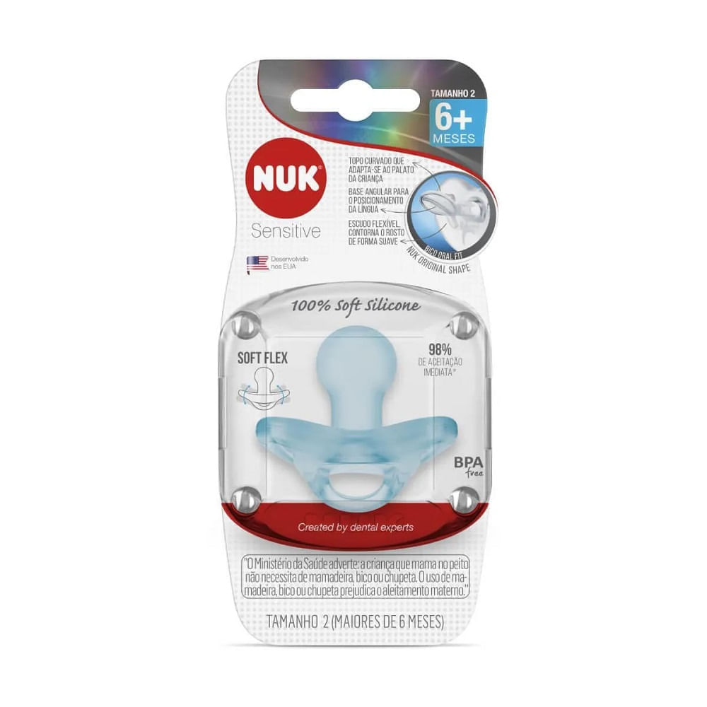 Chupeta Nuk Sensitive Soft Boy S2 6–18 meses