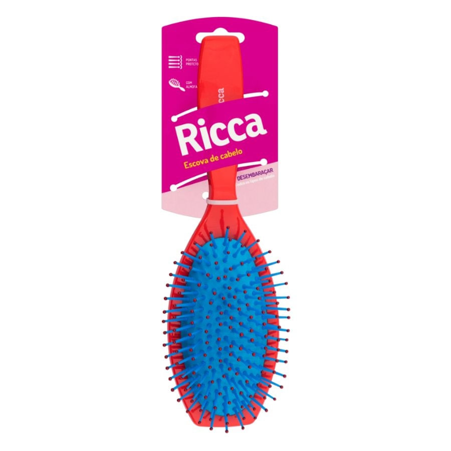 Escova Cereja Oval Almofadada nº 2426 Vermelho / Azul - Ricca
