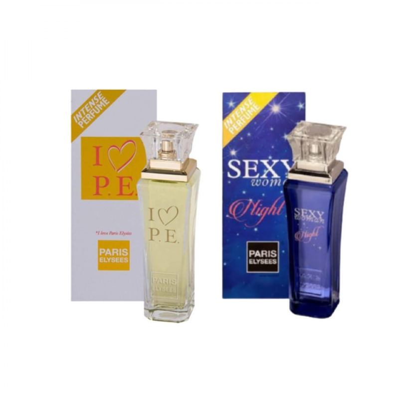 Kit 2 Perfumes I Love PE Sexy Woman Night  Fem.Paris Elysees100ml