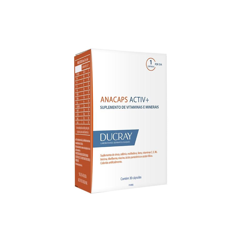 Ducray Anacaps Activ+ Suplemento Alimentar para Cabelos e Unhas 30 Cápsulas