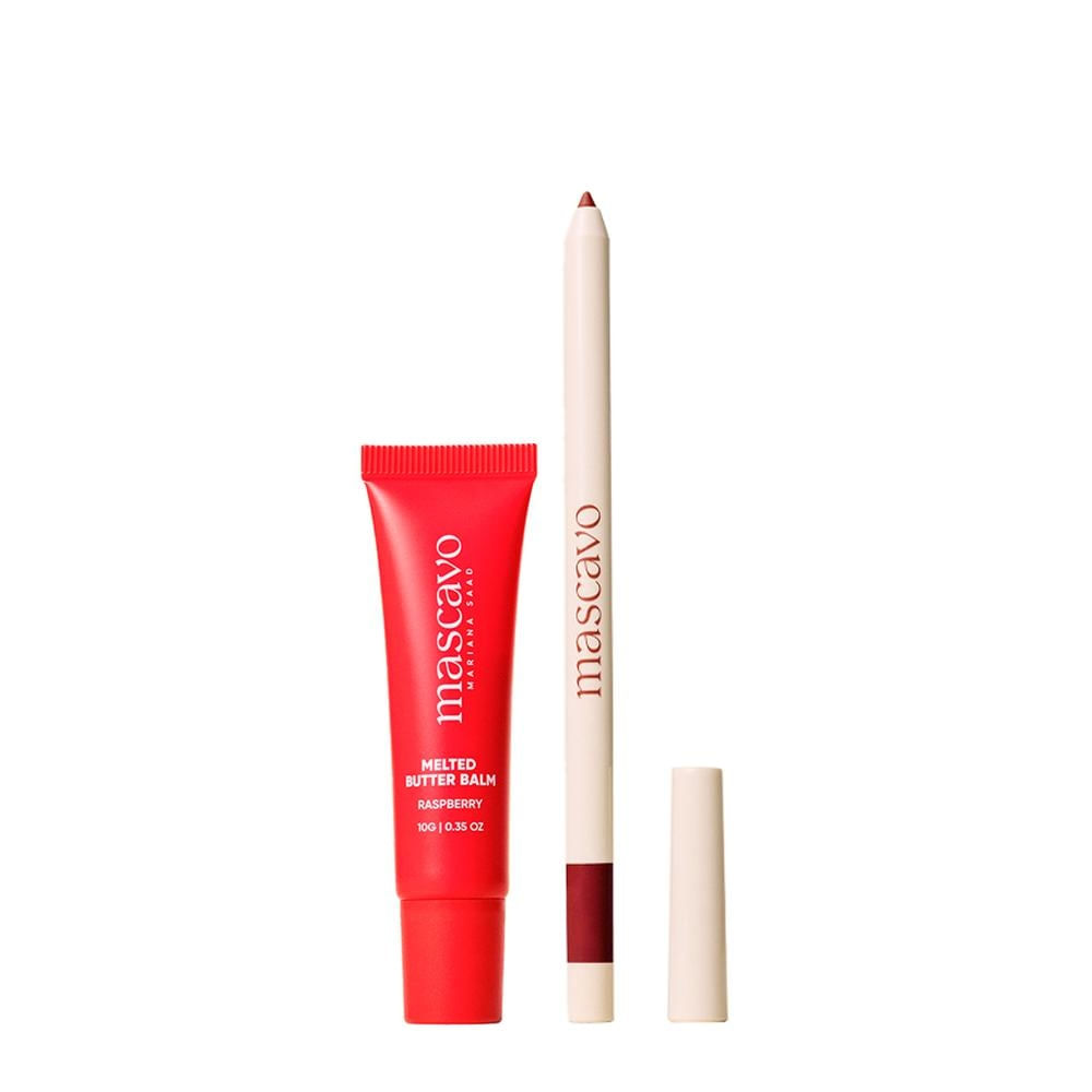 Kit Mascavo Lip Balm Raspberry 10g+Lapiseira Labial Mauve 0,3g